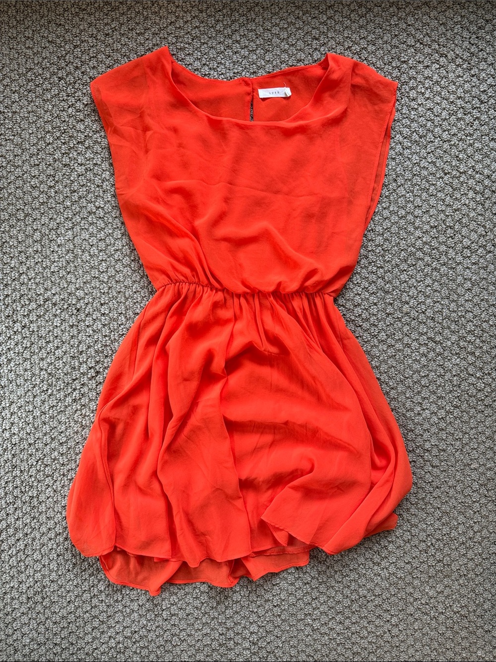 Bright Orange Sleeveless Chiffon Dress